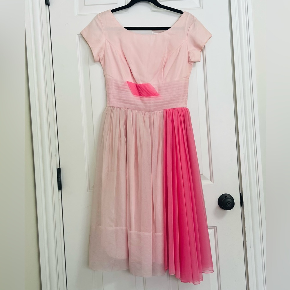 50s pink two-tone chiffon vintage cocktail dress